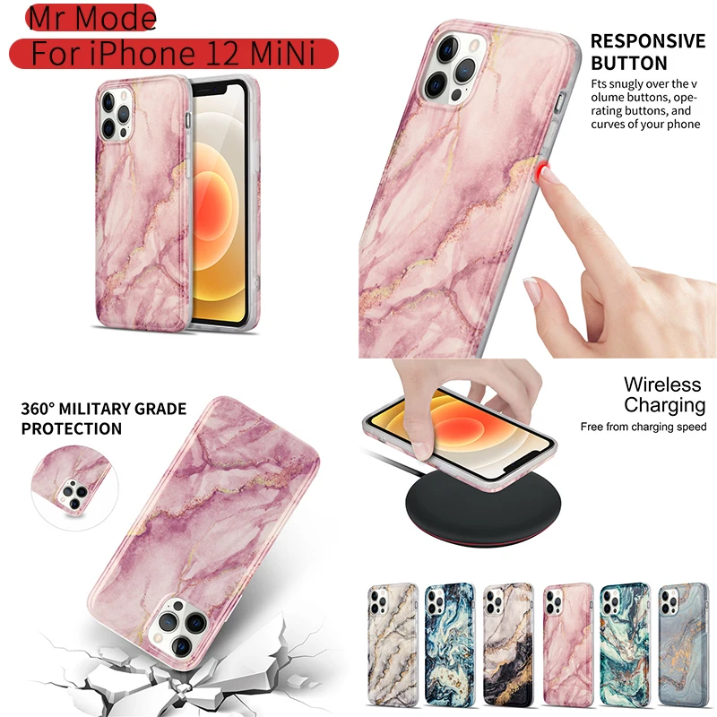 

Fashion Marble Gilt Glitter Protective Shell Phone Case Back Cover For iPhone 12 MiNi 11 Pro XS Max SE 2 8 7 Plus Soft Case Capa