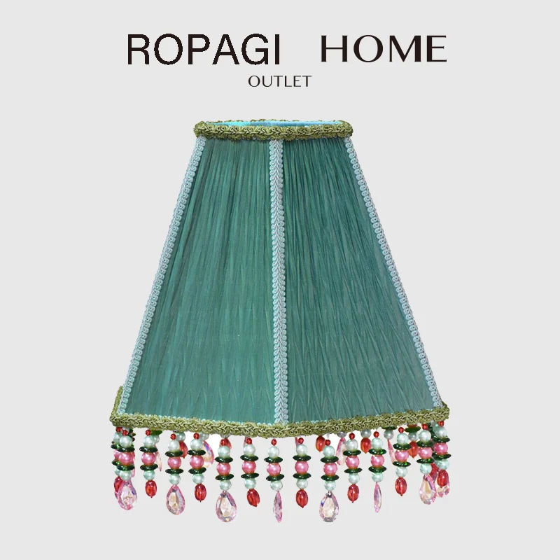 European Home Boho Lamp Shade Bohemia Ethnic Style Retro Green Luxury Lamp Cover Fantastic Art Lampshades With Beaded Tassels