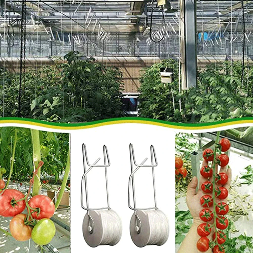 

6 PCS Tomato Support Hooks Trellis Roller Hooks with 15M Twine for Tomato Plant Greenhouse Gardening Tool TRYC889