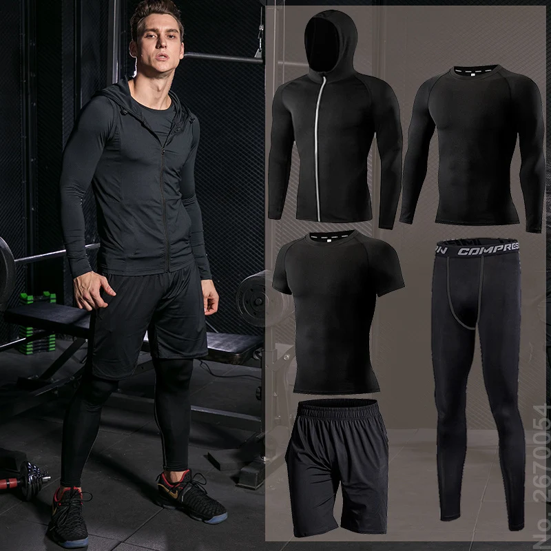 Hommes Exécutant des Vêtements De Compression Costume Football Basket Ball Cyclisme Sport Serré Sweat Ensemble De Vêtements Vestes À Capuche D'extérieur  (0)
