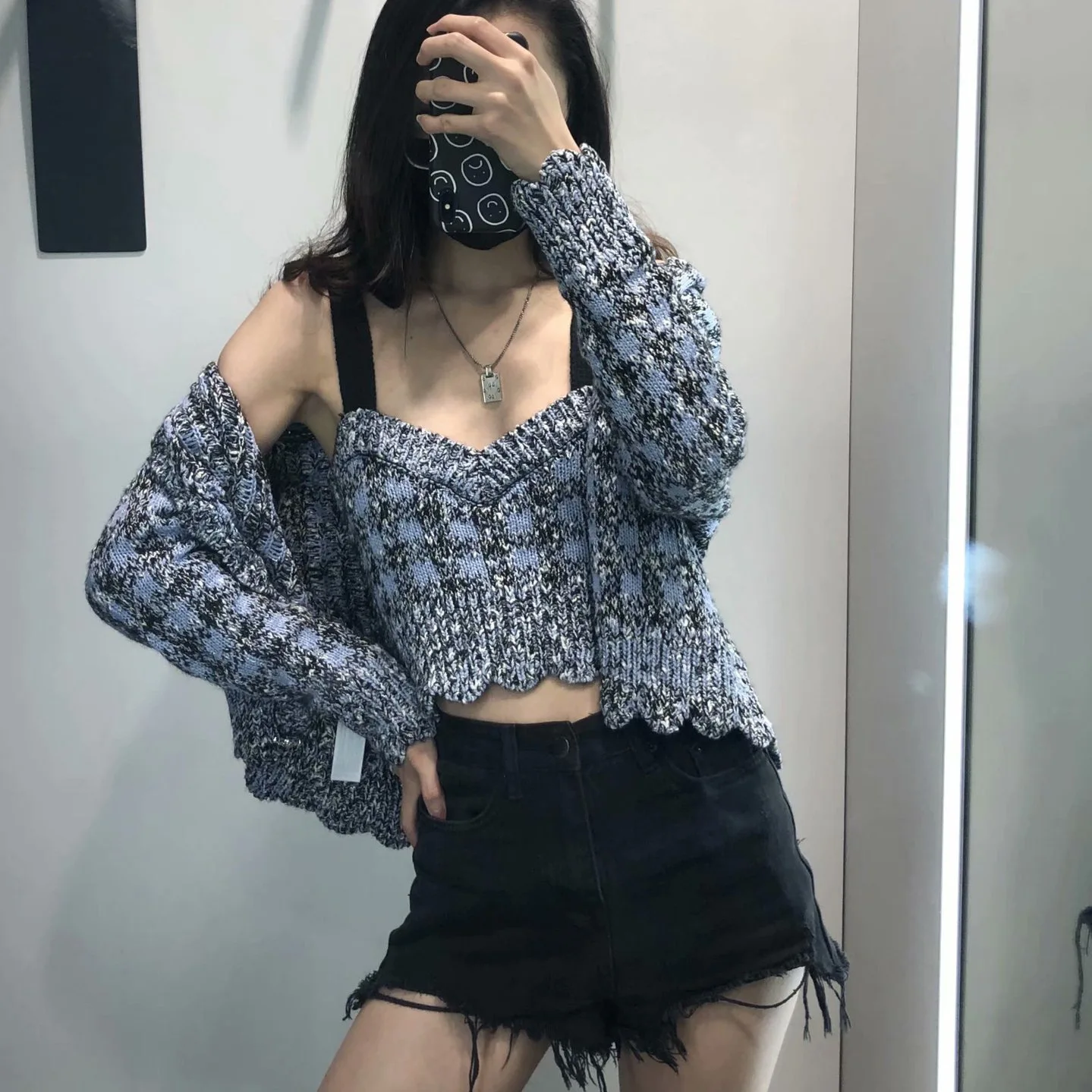 

Suspenders Women's Inner Outer Wear Slim Sleeveless Bottoming Plaid Top Female Korean Y2k Bts Camisole Fall Twill Knitted Vest