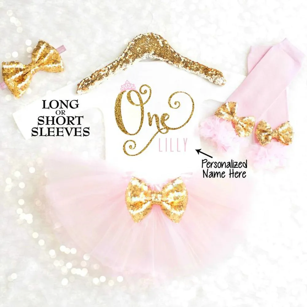 Наряд принцессы для первого дня рождения одежда маленьких девочек цвет розовый