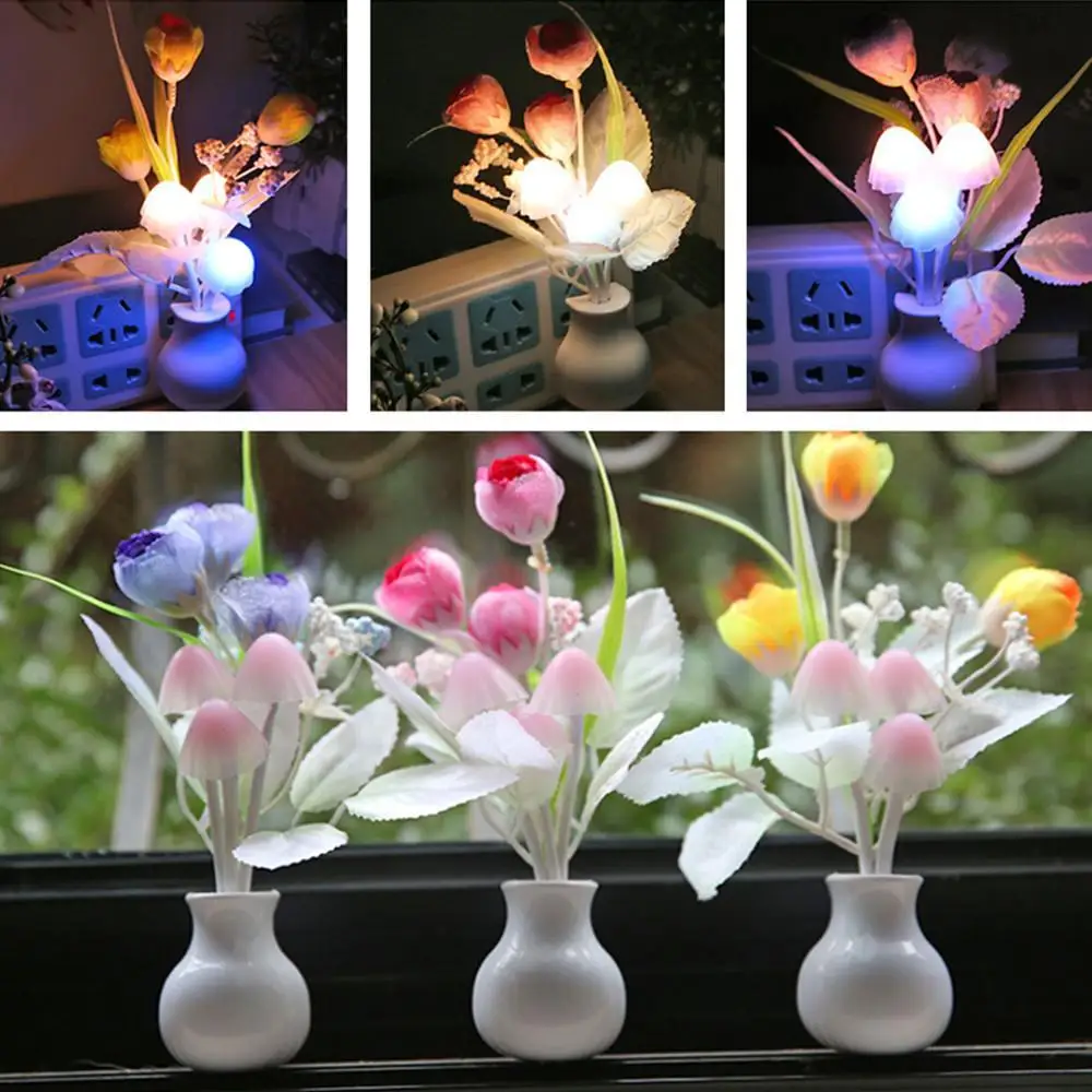 

Novelty Night Light EU Plug Induction Dream Tulip Shape Luminaria Lamp 220V LED Lamp night lights Outdoor Christmas Home Bouquet