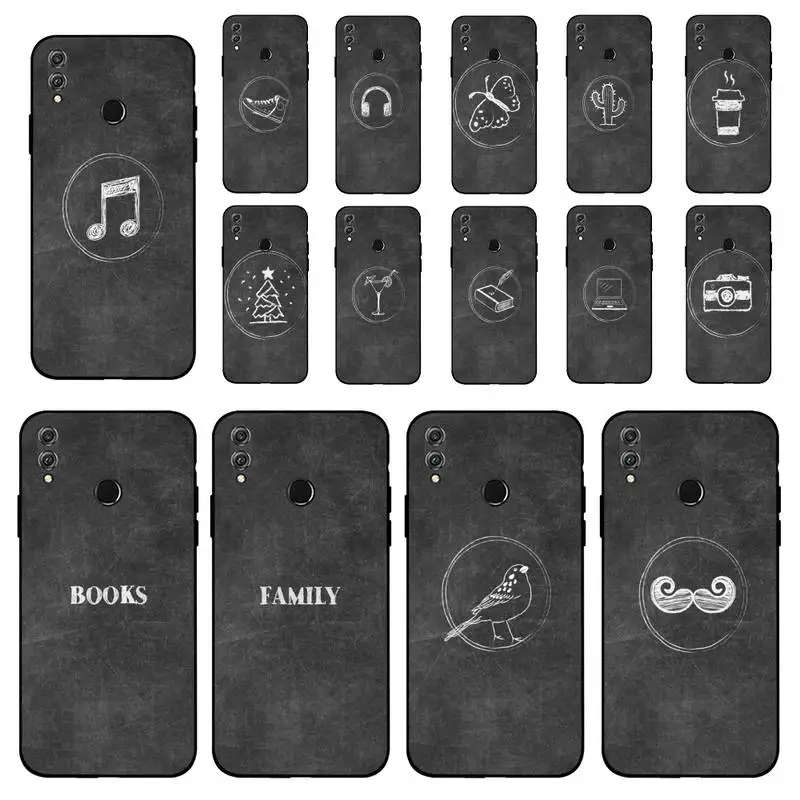 

MaiYaCa Black And White Chalk Drawing Phone Case for Huawei Honor 10 i 8X C 5A 20 9 10 30 lite pro Voew 10 20 V30