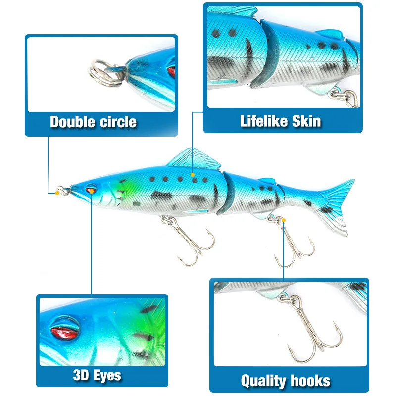 

1PCS Fishing Lure130mm 21g 3D Eyes Baits Trolling Wobbler Multi-section Hard Bait Artificial Crankbait JerkBait Fishing tackle