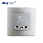 Серебряный 2 бритва розетка Wallpad люксовые клавишные атласная металлическая Панель гостиничная бритва Мощность розетка электрические розетки