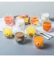 cute bear shaped double wall glass mugs resistant kungfu tea mug milk lemon juice cup drinkware coffee cups mug gift child love