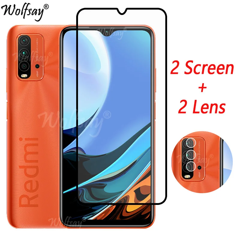 Клейкое закаленное стекло с полным покрытием для Xiaomi Redmi 9 T Защита экрана камеры 6