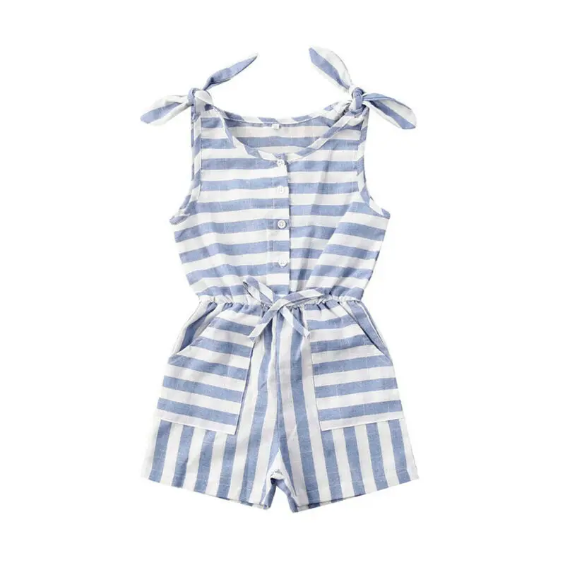 

Toddler Kid Baby Girl Stripe Clothes Sleeveless Romper Jumpsuit Outfit Summer