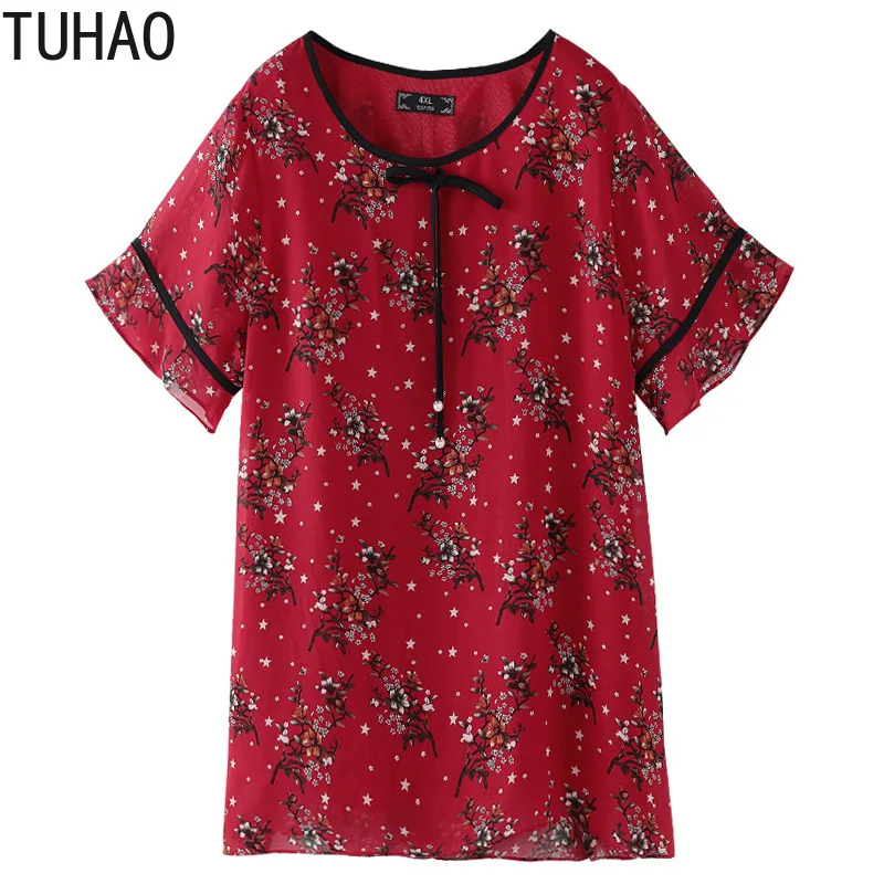 

TUHAO Shirt Top Large Size 7XL 6XL CLOTH Blouses Women Plus Size 10XL 9XL 8XL Female Elegant Office Lady Print Woman Blouse MS07