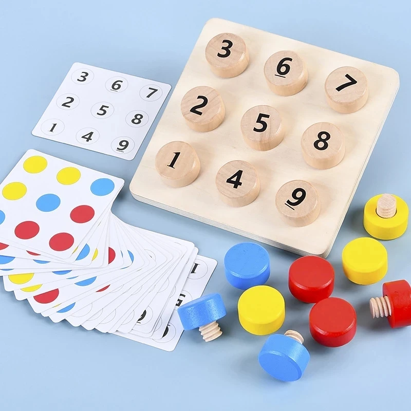 

Montessori Color Number Cognition Pairing Puzzle Educational Toy Wooden Tighten The Screws Matching Challenge Table Game Gifts