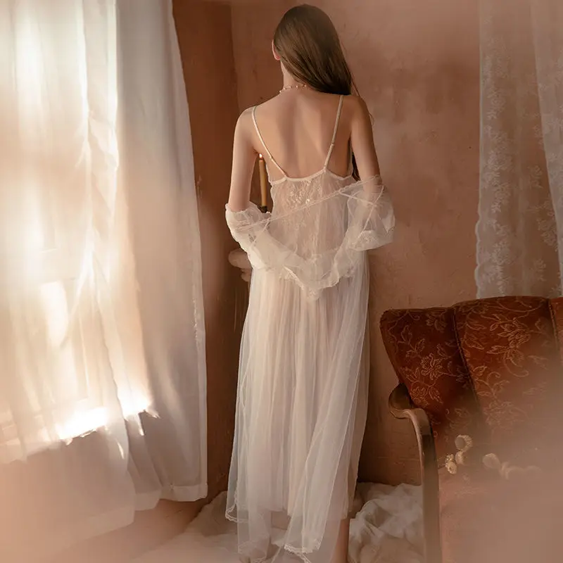 women pajamas sexy pajamas dress see-through mesh two-piece seduction nightgown women see through sleepwear sexy Dress Nightgown