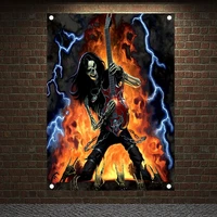 heavy metal rock band posters banners music studio wall decor hanging painting waterproof cloth flags scary bloody g