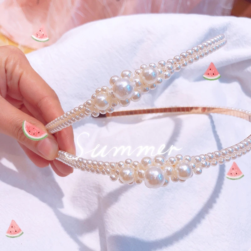 Korea New Imitation Pearl Hair Band Girl Hair Accessories For Woman&girls Headband Wedding Party Bride Headband - Окраска металла: 8