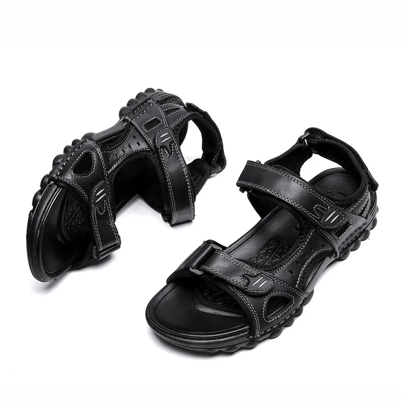 Brand Hot Sale Men Sandals Genuine Leather Beach Roman Casual Shoes Slippers Summer |