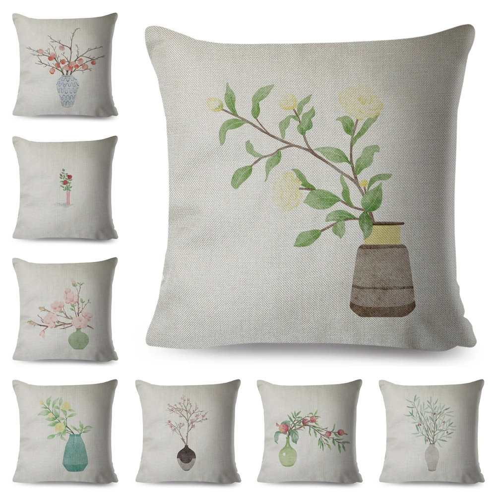 Чехол в скандинавском стиле с рисунком кактуса зеленой искусственной подушки