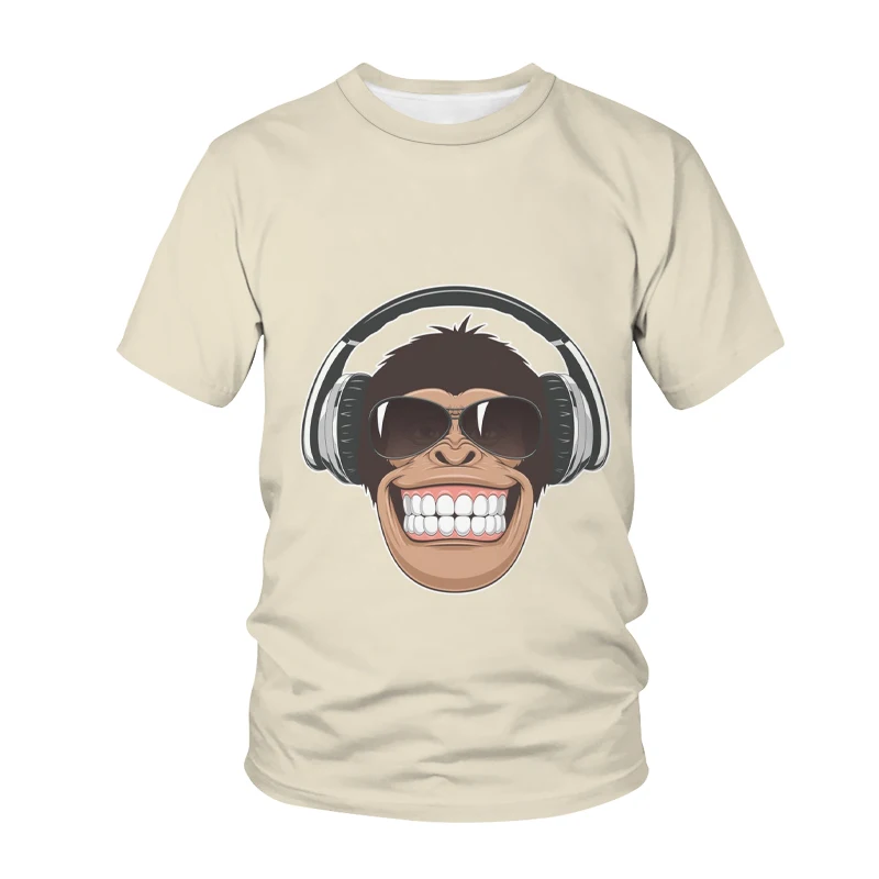 Белая 3D футболка с изображением животных обезьяны короткий рукав Забавный