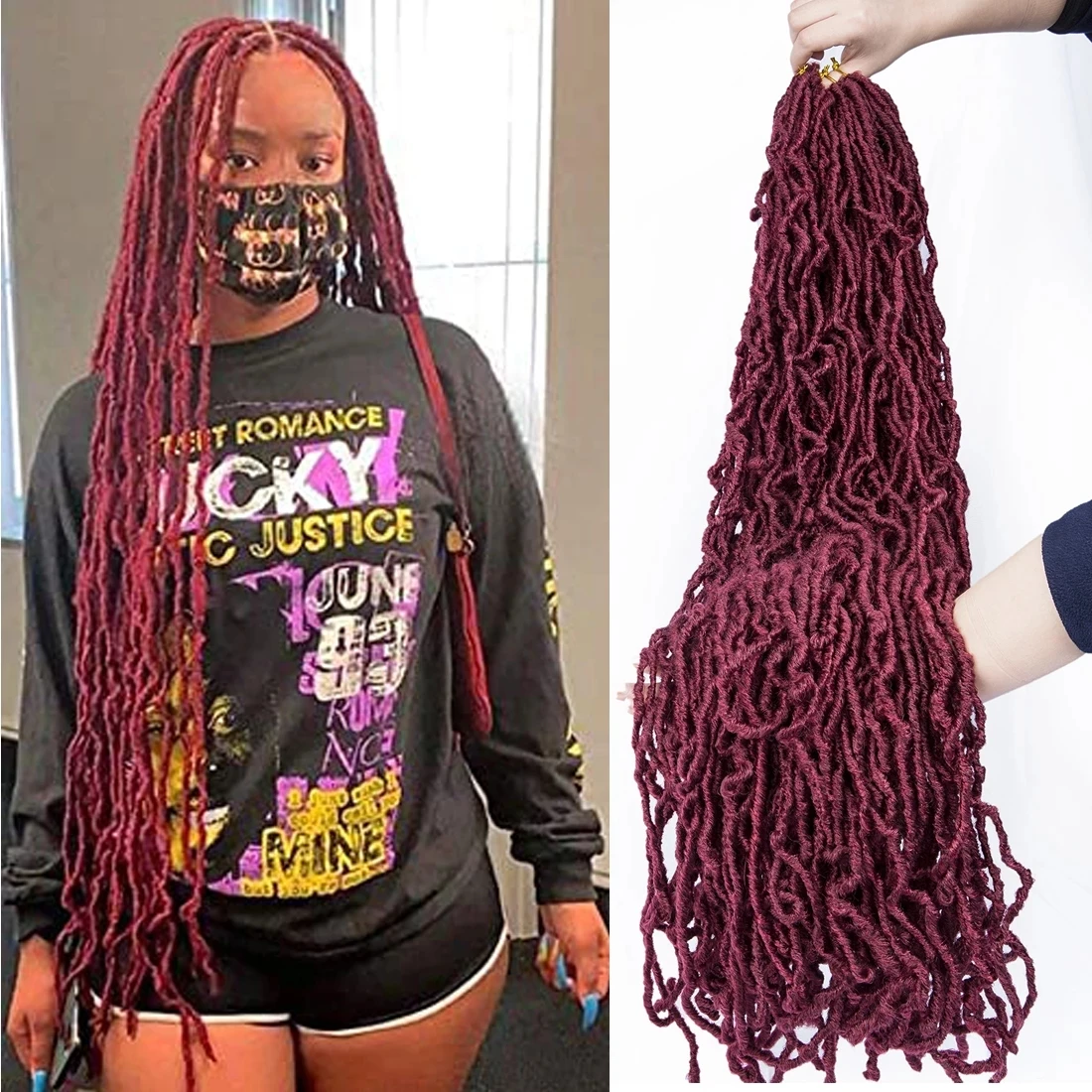 

36-дюймовые плетеные косы Nu Locs, 21 прядь в упаковке, Омбре, вьющиеся длинные и мягкие искусственные косы, искусственные волосы