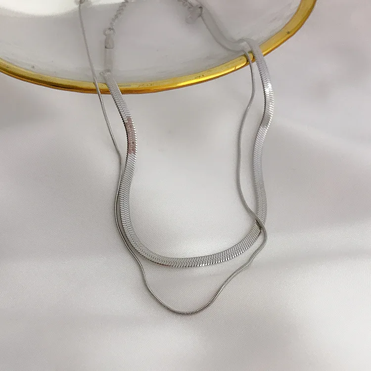 

Double necklace with clavicle chain collier acier inoxydable femme chokers necklaces for women cadena hombre collana uomo