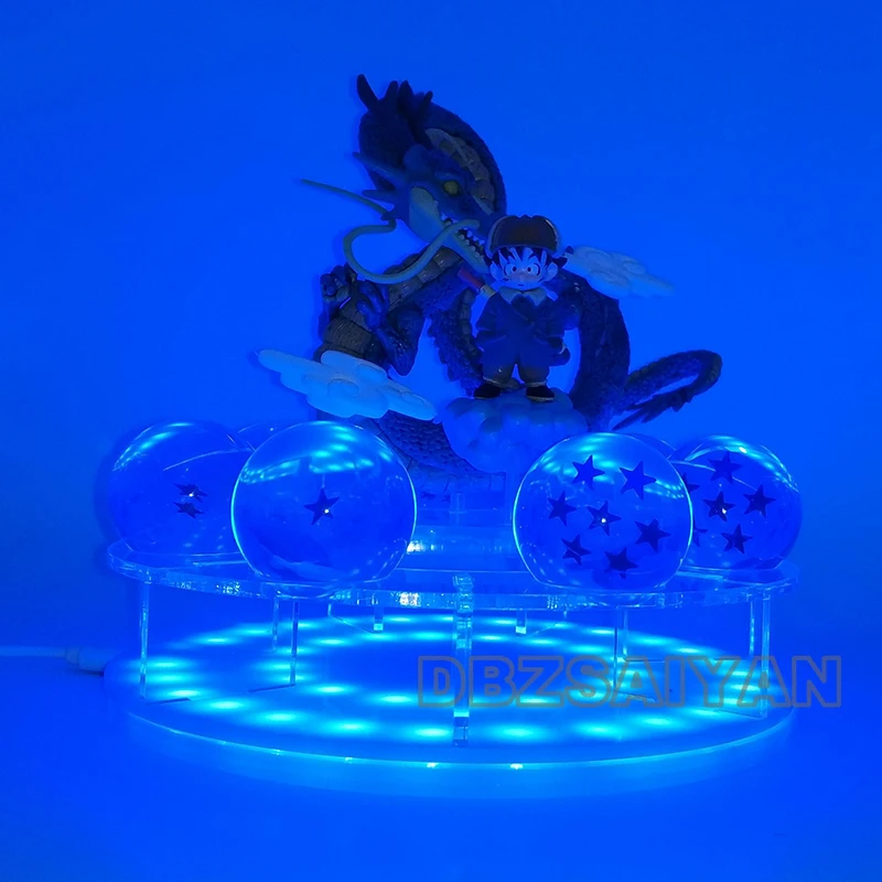blue lamp shenron6 15 см Dragon Ball Shenron figulas прикроватная лампа Dragon Ball Z рисунок ночной Светильник Shenlong+ 7 шт 3,5 см шарики+ акриловая полка DBZ - Цвет: blue lamp shenron6