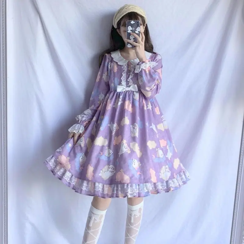 Милые японские туфли в стиле Лолита платье Op Женская стильная футболка с