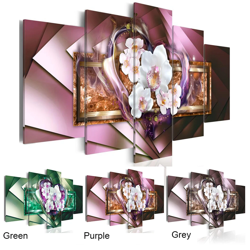 

2020 HD 5 шт./компл. любовь Орхидея цветок художественный Принт без рамки холст картина на стену украшение для дома (без рамки)