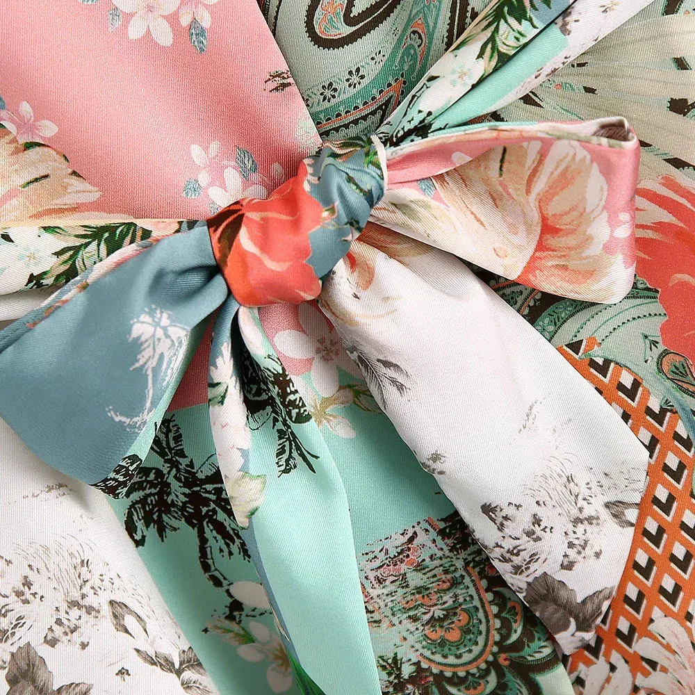 

XEASY New Summer Women Vintage Two-Piece Set Beach Style Split V- Neck Belt Shirt Elastic High Waist Casual Trousers Pants Set