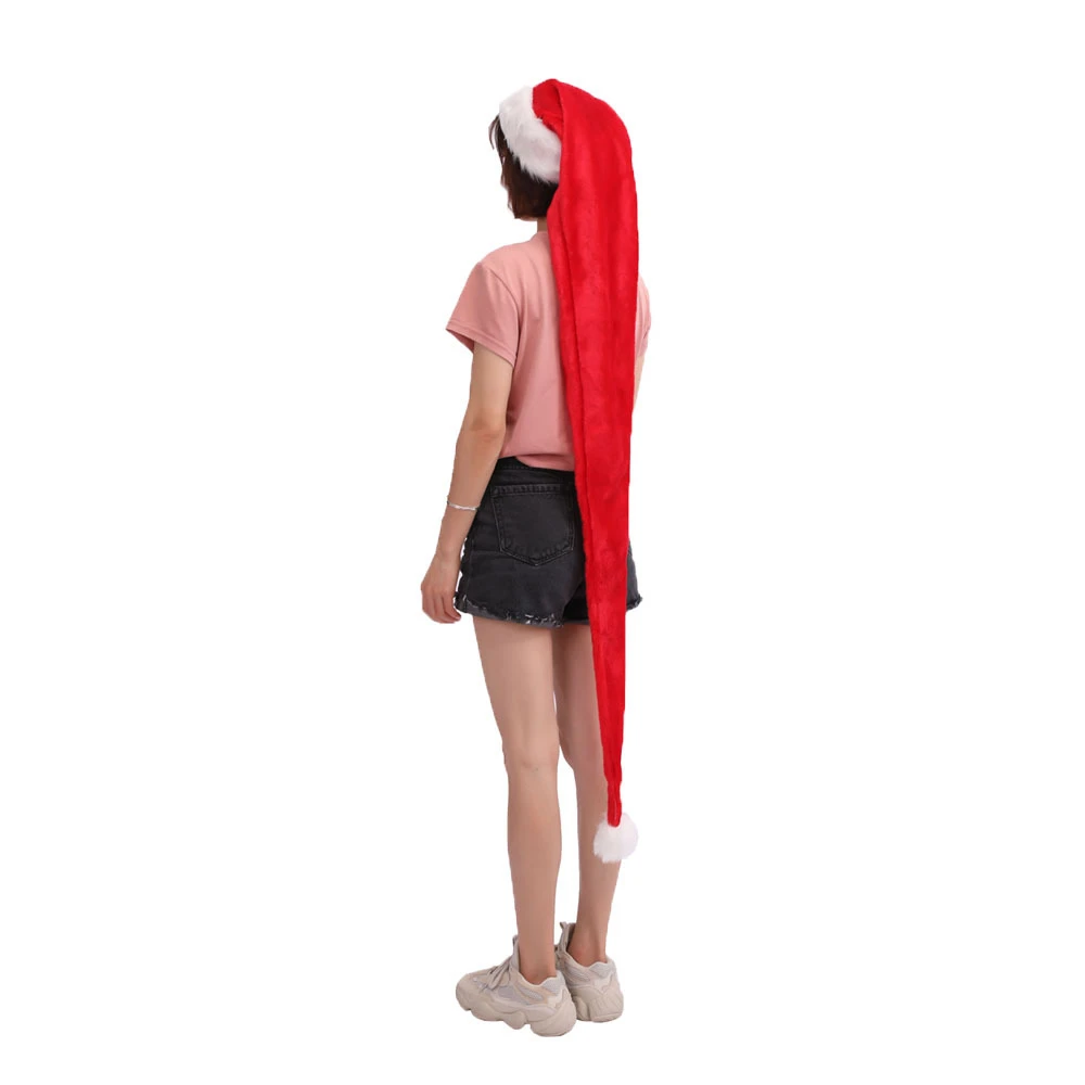 

Super Long Red Plush Christmas Hat Adult Kids Santa Hats Cap Xtmas Supplies Decorations Merry Christmas