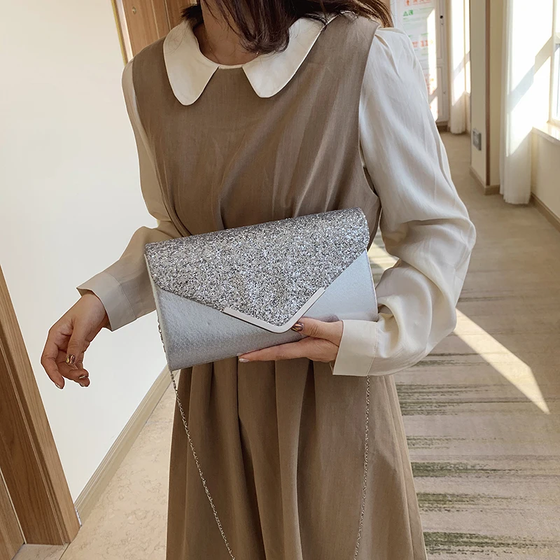 Шикарная вечерняя сумка с блестками модная женская сумка-клатч через плечо