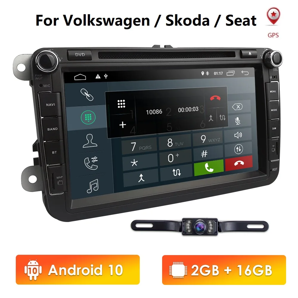Автомобильный DVD проигрыватель на Android 10 для VW Volkswagen SKODA GOLF V POLO PASSAT JETTA TIGUAN