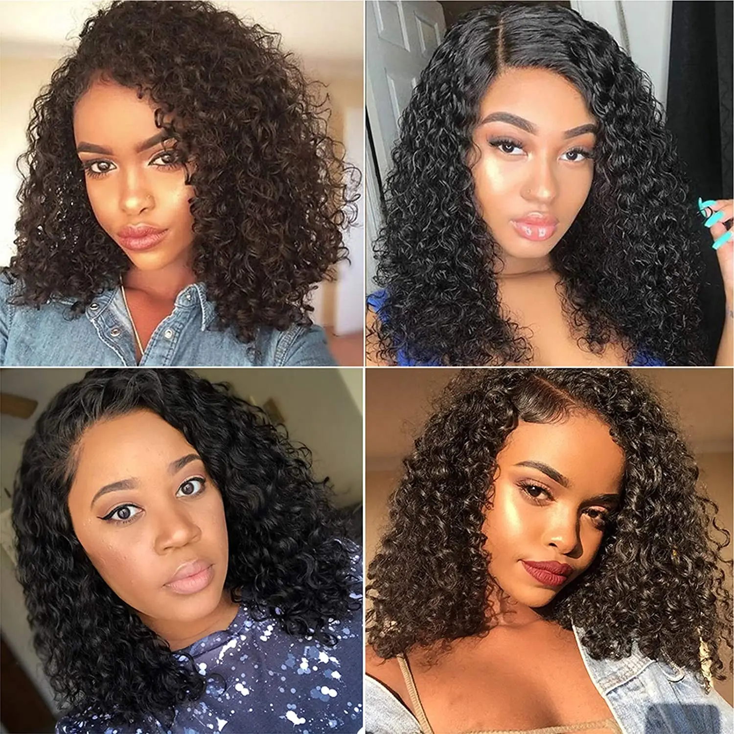 SweetyImpress Hair Deep Wave Short Curly Bob Lace Front Human Hair Wigs PrePluck With Baby Hair Frontal Wig For Women Water Wave images - 6
