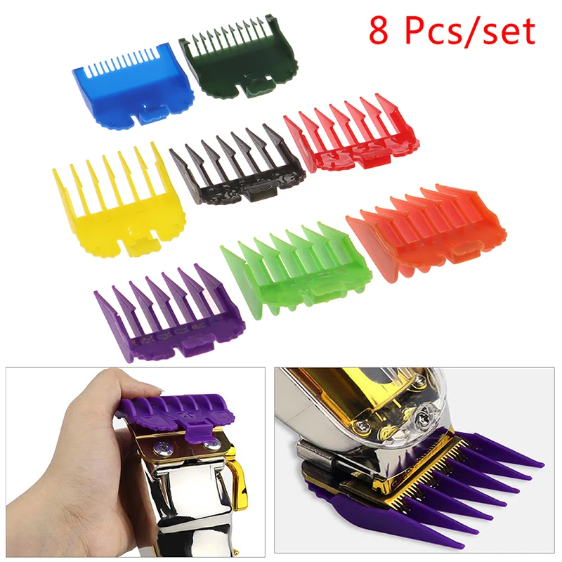 8Pcs/lot Colorful Guide Comb Multiple Sizes Limited Combs Hair Clipper Cutting Tool Professional Electric Hair Clipper