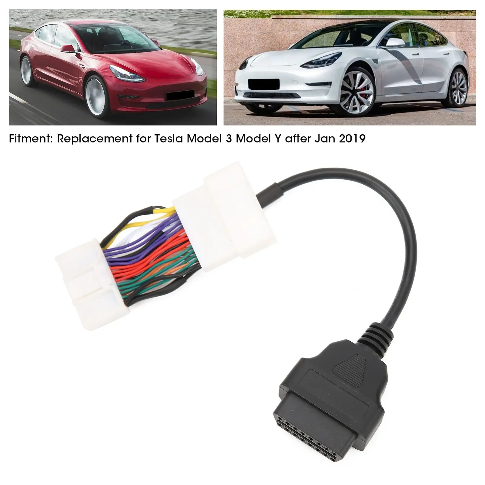 

Male Female OBD2 Connector Adapter OBD To OBD2 16Pin Car Diagnostic Tool Car Extension Cable For Tesla Model 3 Y 2019 2020 2021