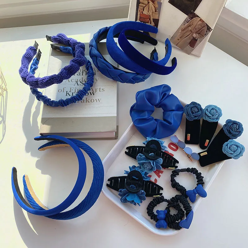 

Синий обруч для волос Klein, повязка на голову, заколка для волос, аксессуары для женщин, аксессуары для волос, Оптовая продажа