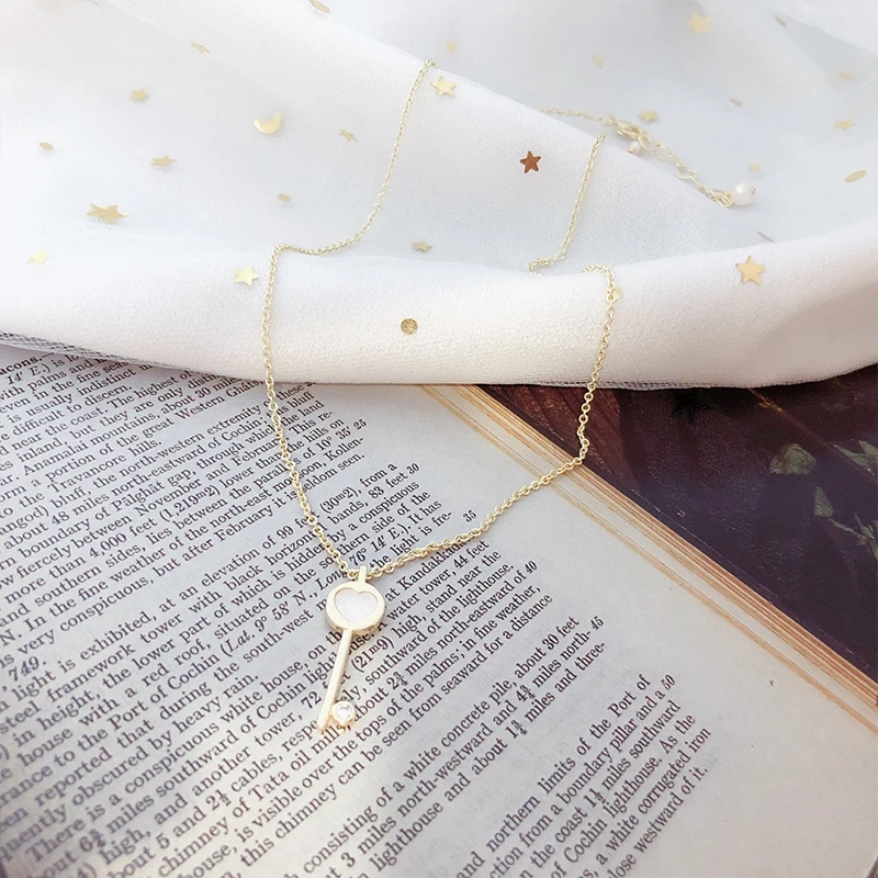 

Love Key 925 Silver Pearl Necklace Fashion Original Brand Jewelry Festival Commemorative Couple Gift Woman For Necklace