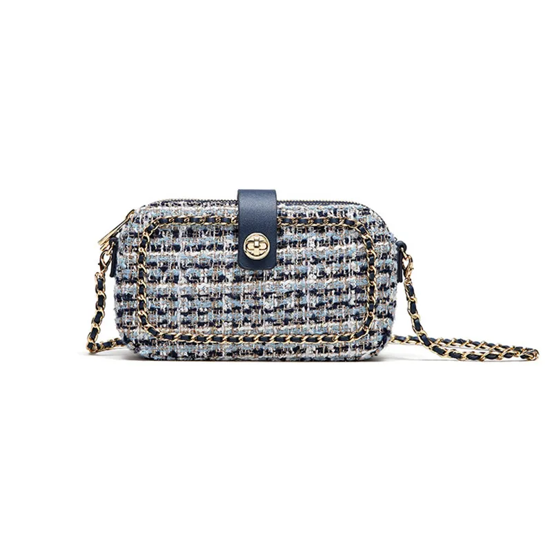 

Luxury Handbags Women Crossbody Bags Brand Design Lady Woolen Double Zipper Small Square Bag Large Capacity Chain Shoulder Bag