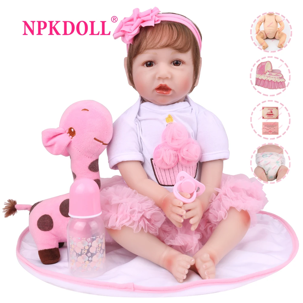 

NPK 22Inch 55cm Silicone Reborn Baby Dolls soft Handmade Lifelike Realistic alive Bebes Reborn Girl Dolls Christmas Gift