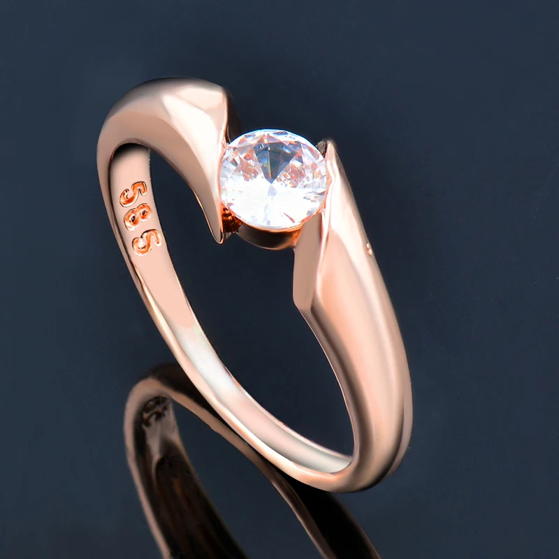 KIOOZOL 585 обручальные кольца из розового золота для женщин свадебные модные