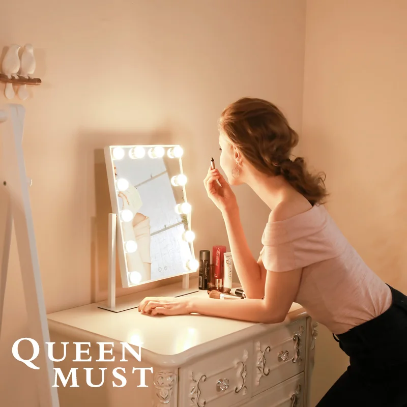 Beauty Makeup Mirror with Lights 12 LED Bulbs Vanity Touch Control Adjustable Brightness Beauty Salon Cosmetic Hollywood Mirror