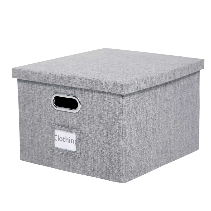 

Foldable File Clothes Storage Organizer Linen Letter/Legal Toys Sundries Storage Box for Home Office (50X40X30cm)