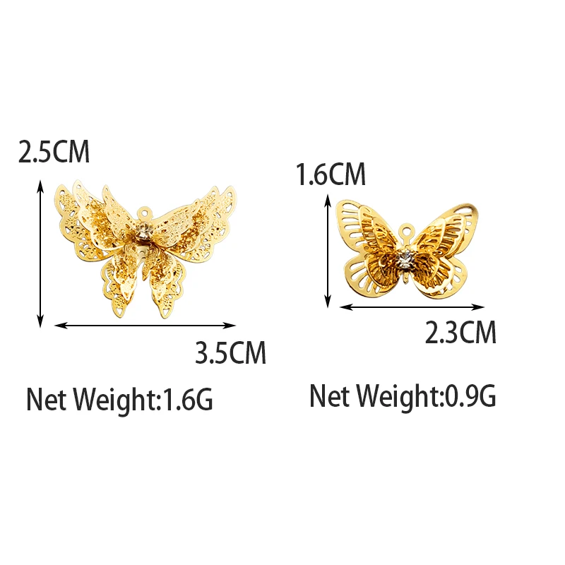 

8Pcs/lot Multilayer Holllow Butterfly Charms Cute Metal Animal Pendant For Jewelry Making Necklace Earring DIY Crafts Supplies