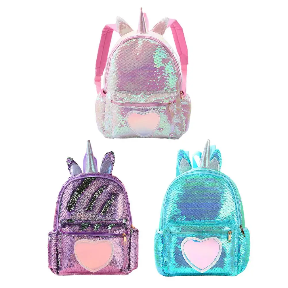 Радужный рюкзак с блестками для девочек и мальчиков, сумка для учеников начальной и средней школы, милые сумки для книг с блестками, школьны...
