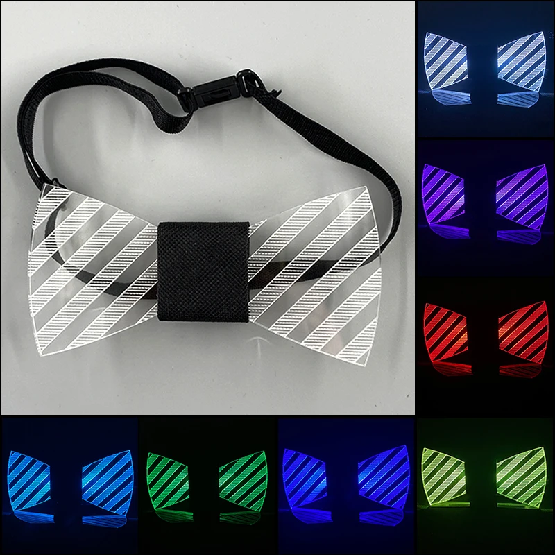 LED Acrylic Bow Tie Light up Men Luminous tie Costume Ties DJ Dance Glow Party Decoration Novelty Gift | Аксессуары для одежды