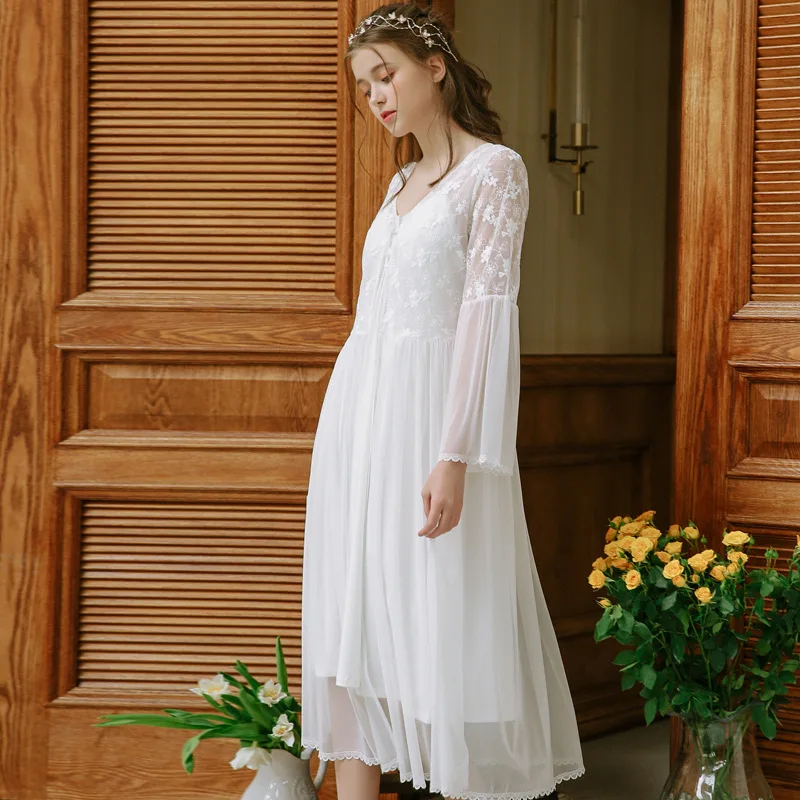 Милая Пижама принцессы из двух частей Женская Весенняя кружевная шелковая