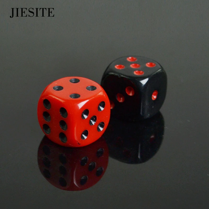 JIESITE казино игральные кости набор 16 мм акриловые игральные кости красный/черный питьевой цифровой игральные кости доска азартные игры 6 сторон покер Вечерние игры Fatory цена