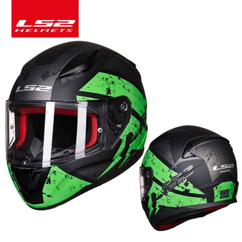 green varied LS2 Быстрый Полный лицевой мото rcycle шлем moto capacete ls2 ff353 ABS безопасная структура уличный гоночный шлем - Цвет: green varied