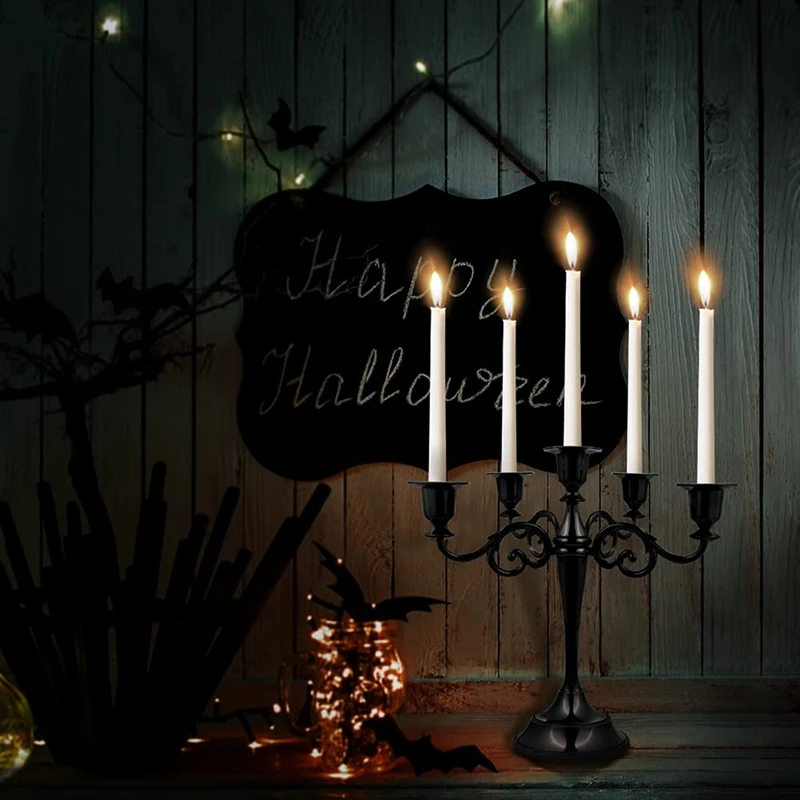

Black Metal Candelabra With 5 Arms Candlestick Gothic Candle Holders For Home Decor Wedding Christmas Church Party