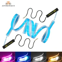 2x drl led daytime running lights white turn signal yellow guide strip for headlight assembly drop shipping