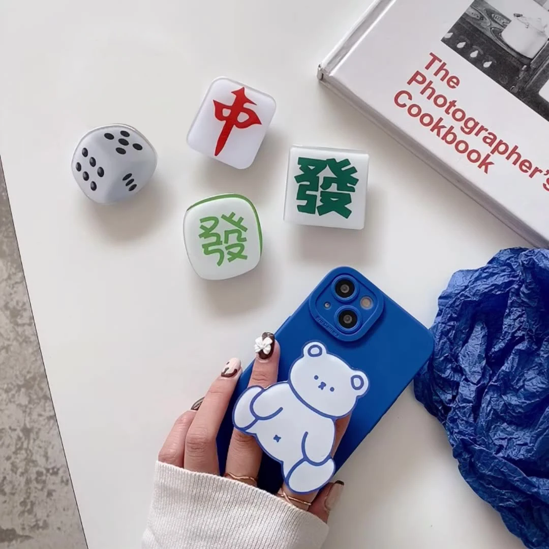 Китайский Маджонг, держатель для смартфона, милый медведь, корейский кронштейн для сотового телефона, захват Tok FaCai Hongzhong, задняя подставка для iPhone 13 11 8