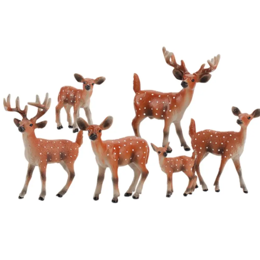 

White-Tailed Deer Figurines Early Educational Exquisite Woodland Deer Cake Toppers Miniature Animal Figures For Birthday Gift